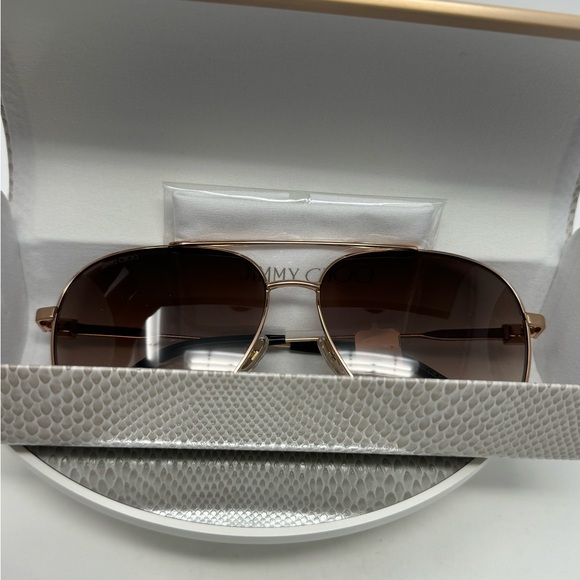 Jimmy Choo OLLY/S DDBHA Sunglasses Gold Copper Frame Brown Gradient Lens 145mm - Picture 6 of 10